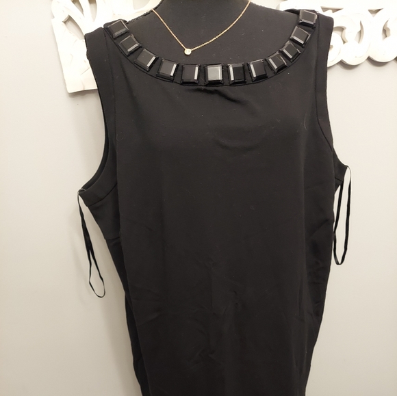 Talbots Black Dress With Black Shiny Embelishments on the collar Size 22W NWOT - Picture 1 of 2